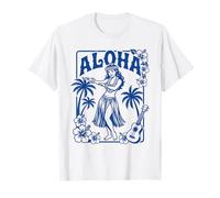 Aloha Hula Dancer Hibiscus Palme Ukulele Retro Girl Art Maglietta