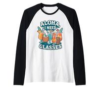 Aloha I Need Bicchieri Divertenti Tropicali Cocktail Party Bere Maglia con Maniche Raglan