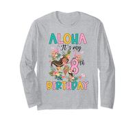 Aloha It's My 8th Birthday Hawaii Girls Flamingo 8 Anni Maglia a Manica