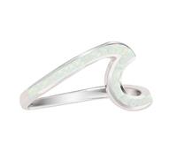 Aloha Jewelry Co. Anello da donna in argento Sterling 925 con opale creato a onde oceaniche e spiaggia, fede nuziale hawaiana, senza nichel e ipoallergenico per pelli sensibili, con confezione regalo