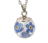 Aloha Non Ti Scordar di Me Esprimi un desiderio Vero Fiori Pendente Catena in Acciaio Collane Idea Regalo Donna Anniversario Compleanno Amica