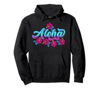 Aloha Retro Ibisco Fiori Isole Hawaii Hawaii Surfer Felpa con Cappuccio