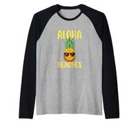 Aloha Spiagge Vacanze Tropicali Oceano Surfer Island Paradise Maglia con Maniche Raglan