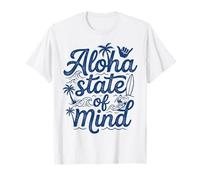 Aloha State of Mind Surfing Hawaiian Beach Palm Wave Surfer Maglietta