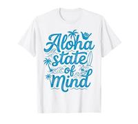 Aloha State of Mind Surfing Hawaiian Beach Palm Wave Surfer Maglietta