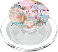 Aloha Summer Sea Shells Surf Bikini Costiero Collage A Righe PopSockets PopGrip per MagSafe