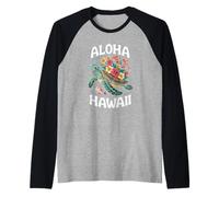 Aloha, tartaruga Hawaii con ibisco Maglia con Maniche Raglan