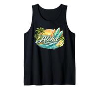 Aloha Tavola da Surf Hawaii Tramonto Tropicale Palm Beach Vibes Canotta