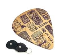 Aloha Tiki Plettri per chitarra, 6 pezzi, stampa fronte/retro, adatti per chitarre acustiche, elettriche e bassi, inclusi 0,46 mm, 0,71 mm, 0,96 mm