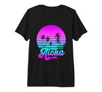 Aloha Tropicale Tramonto Palme Retro Summer Vibes Maglietta Premium