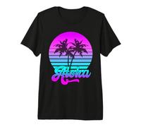 Aloha Tropicale Tramonto Palme Retro Summer Vibes Maglietta Premium