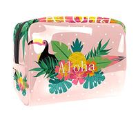 Aloha, trousse estiva con tucano e palma, con cerniera, organizer da viaggio per cosmetici per donne e ragazze, Multicolore 01, 18.5x7.5x13cm/7.3x3x5.1in, Beauty Case
