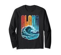 ALOHA Wave Design Surf Ocean Waves Hawaii Vibes hawaiane Maglia a Manica