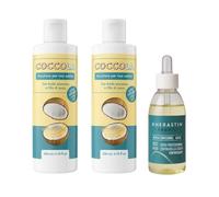 AlohaLabs Kit Capelli Ricci - 2 Maschere 200 ml + Siero Fortificante 100 ml | Kit capelli ricci con 2 maschere all’acido ialuronico e olio di cocco e siero fortificante: definizione e nutrimento