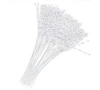 Alomejor 100 Bastoncini di Perle in Corda ABS Durevoli per Decorazioni per Feste di Matrimonio, Accessori Fai da Te in Argento/oro/bianco per Bouquet e Decorazioni Floreali (WHITE)