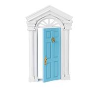 Alomejor 12 Porta in Betulla in Miniatura per Casa delle Bambole, Doppia Finestra a 6 Pannelli Non Verniciata per la Decorazione della Scena della Casa delle Bambole Fai-da-te con Accessori (BLUE)