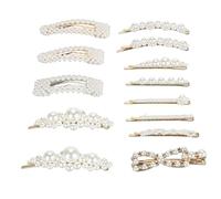 Alomejor 13 Fermagli per Capelli con Perle, Mollette Decorative con Ritaglio Geometrico, Eleganti Forcine per Capelli con Perle Finte per Donne, Applicazioni Versatili per Feste, Matrimoni, Quotidiani