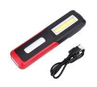 Alomejor 3W LED Portatile Lampada da Lavoro FlashLigt USB Ricaricabile con Cavo COB Torcia di Ispezione per Emergenza in Campeggio Escursionismo (Rosso)