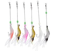 Alomejor 6 Pezzi di Esca Artificiale per Gamberetti in Silicone Morbido, Attrezzatura da Pesca Realistica con Gancio per Trota Pesce Persico Salmone, Esca Luminosa Ad Alta Simulazione