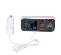 Alomejor 8 Port Car Charger with Smart LCD Display | Ricarica rapida, protezione da sovracorrente, design compatto, compatibile con , stazione di ricarica USB, adatta per