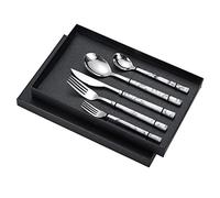 Alomejor Alomejor Set di Posate Ergonomiche in Acciaio Inossidabile, Coltelli da Tavola, Forchette, Cucchiai, Ad Alta Durezza, per Cene e Riunioni Quotidiane (#3) (#2)