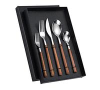 Alomejor Alomejor Set di Posate Ergonomiche in Acciaio Inossidabile, Coltelli da Tavola, Forchette, Cucchiai, Ad Alta Durezza, per Cene e Riunioni Quotidiane (#3) (#1)