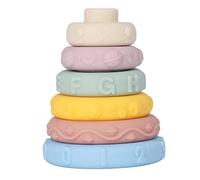 Alomejor Anelli Impilabili Sensoriali per Bambini, 6 Pezzi di Giocattoli Circolari Morbidi Impilabili per Bambini con Forme Stridule Educative, Sviluppano la Percezione del Colore e la