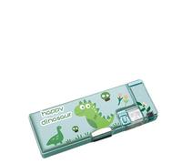 Alomejor Astuccio Grande a Doppia Faccia con Temperamatite, Astuccio Portatile per Materiale Scolastico per Bambini (Dinosauro)