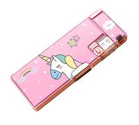 Alomejor Astuccio Grande a Doppia Faccia con Temperamatite, Astuccio Portatile per Materiale Scolastico per Bambini (Unicorno)