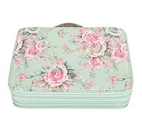 Alomejor Astuccio Stampato con 252 Slot con Cerniera Multistrato per Studenti D'arte Portapenne Portatile per Proprietari di Negozi di Cancelleria (rose su sfondo verde)