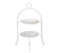 Alomejor Bambola in Miniatura Cupcake Stand Realistico Ferro e Accessori per Porta per Torta in Ceramica con Piatti per L'arredamento del Soggiorno da Bambola 1:12 (WHITE)