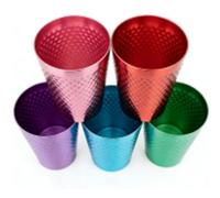 Alomejor Bicchieri in Metallo Martellato in Alluminio Bicchieri Leggeri e Facili da Impugnare per Bevande Refrigerate per Feste in Famiglia Picnic in Campeggio 5 Colori (5PCS)