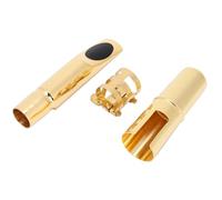 Alomejor Bocchino per Sassofono in Metallo Bocchino per Sassofono Baritono in Ottone da 10,5 Cm con Cappuccio e 2 Cuscinetti Finitura Liscia Facile Installazione per Studenti e Musicisti Che (6C)
