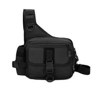Alomejor Borsa a Tracolla da Uomo in Nylon Impermeabile, con Scomparti Multipli e Tracolla Regolabile per Pesca, Escursionismo, Campeggio (BLACK)