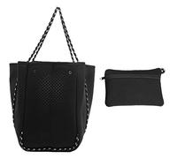Alomejor Borsa da spiaggia perforata in neoprene di grande capacità, borsa casual per lo shopping, borsa versatile e resistente per l'uso quotidiano, neoprene/tessuto a maglia/1 ST, Nero , casual