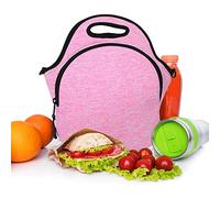 Alomejor Borsa termica per il pranzo in neoprene con tracolla per picnic all'aperto, rosa, casual