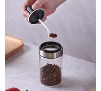 Alomejor Bottiglia per Condimenti Trasparente con Cucchiaio, Barattolo per Condimenti Sigillato con Coperchio Integrato, Contenitore per Sale e Luminoso e Compatto Adatto Alla Domestica, 7,6 Once