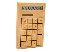 Alomejor Calcolatrice Solare in Legno con Display LCD Grande a 12 Cifre | Realizzato con intaglio fine, tasti ergonomici, doppia alimentazione, pratico per gli studenti