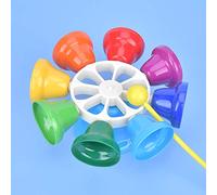 Alomejor Campane a Mano a 8 Toni, Strumento Musicale Color Arcobaleno per Bambini con Bastoncini di Plastica, Sviluppa capacità di Coordinazione e Intelligenza Musicale