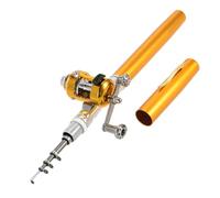 Alomejor Canna da Pesca con Penna, Mini Canna Telescopica Portatile, Lega di Alluminio, Lunghezza Chiusa 8,1 Pollici, Perfetta per la e la Pesca Sul Ghiaccio (GOLD)