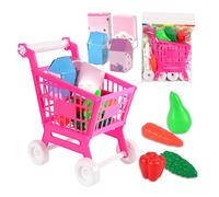 Alomejor Carrello della Spesa Adorabile per Bambini, Set da Gioco per Giochi di Ruolo, Potenziamento delle abilità Puzzle per Bambini, Carrello della Spesa Giocattolo Sicuro e Affidabile per