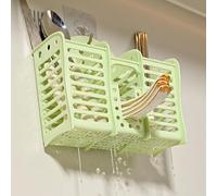 Alomejor Cestino Scolapiatti Portaposate Cavo Montato a Parete in Plastica per L'organizzazione della , Portautensili Salvaspazio per la Domestica, 7,0x2,8x6,7 Pollici (GREEN)
