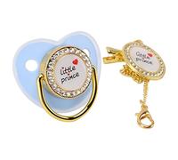 Alomejor Ciuccio di Lusso per Bambini Little Prince Golden Bling Ciuccio per Neonato da 6 a 18 Mesi Bambino(Blu)