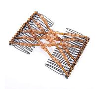 Alomejor Clip per Pettine Elastico Magico con Perline Viola per Acconciature Alla Moda, per Tutti i Tipi di Capelli, 3,3 * 2,8 Pollici (Caffè)