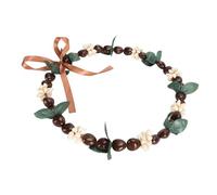 Alomejor Collana con Conchiglia Kukui Nut Lei Simbolizzazione Fortunata Elegante Collana con Ghirlanda di Nastri di Laurea per la Festa Luau (BROWN)