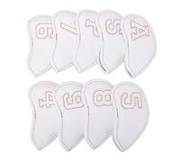 Alomejor Copri Testa in Ferro da, Set da 9 Pezzi in Tessuto PU Impermeabile con Design Ad Sigillato per la Protezione del Club del Putter da in Ferro (WHITE)