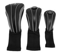 Alomejor Copritesta Mazza da 3 Pezzi, Materiale PU Spesso Antigraffio Traspirante con Targhe Adesive Sostituibili, per Club di Guida in Legno (e argento)