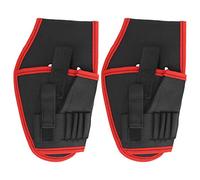 Alomejor Custodia da Cintura per Trapano Elettrico da 2 Pezzi, Borsa per Attrezzi Multifunzionale Portatile con Cintura in Vita Regolabile e Fibbia, per Trapano a Batteria e Custodia per (bordo rosso)