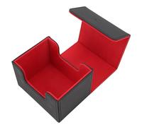 Alomejor Custodia per carte di credito in pelle PU, con coperchio magnetico, grande capacità, con fodera in feltro, aspetto elegante per tarocchi (nero rosso)