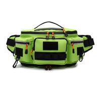 Alomejor da Pesca Borsa a Tracolla Borsa Versatile Multi Scomparto in Tessuto Oxford Impermeabile con Ganci Esterni per lo Shopping di Pesca in Bicicletta (GREEN)
